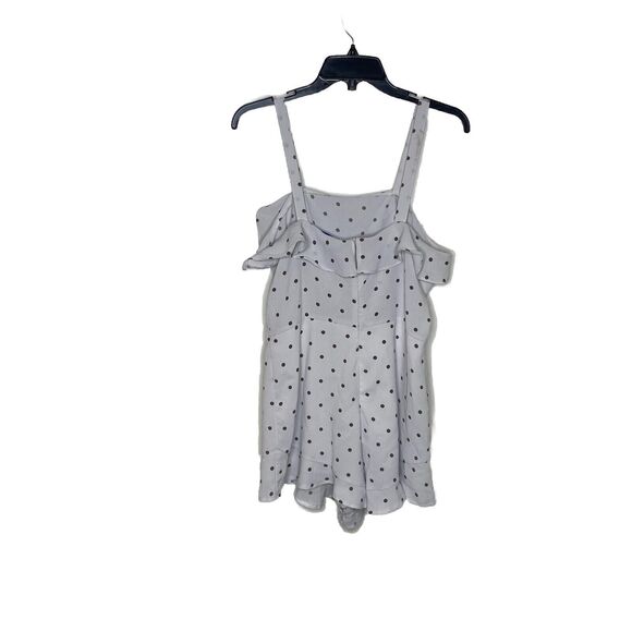 She + Sky Jumpsuit Romper Womens Large White Black Polka Dot Ruffle Strappy - Picture 2 of 5